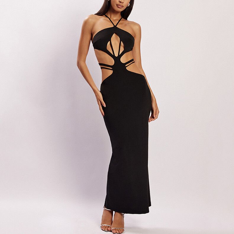 Brand New Black Stunning Black Cut-out Maxi Dress, Size 8