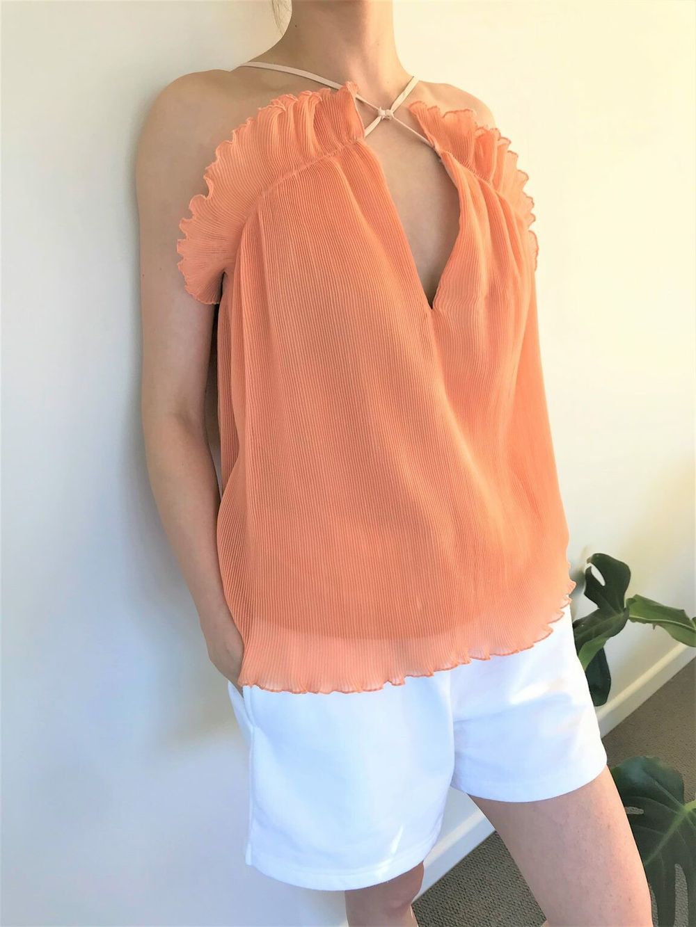 Alice McCall Stunning Sleeveless Apricot Ruffle Top, Size 6-8