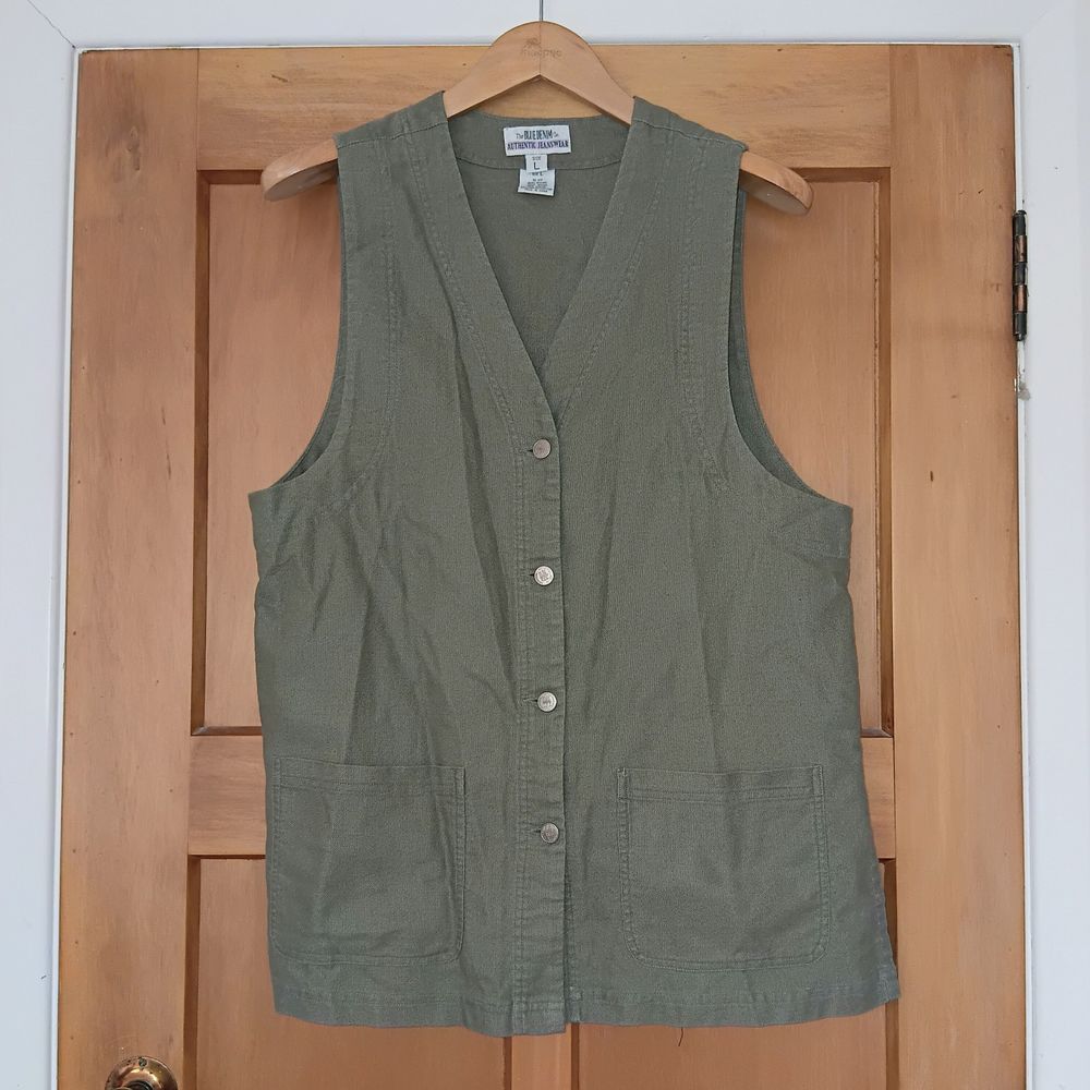 Khaki Green Cotton-Linen Vest