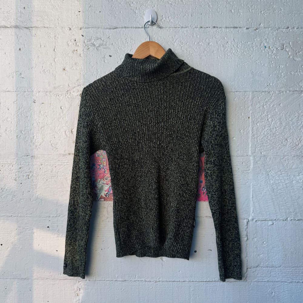 Vintage Y2K FIGUREIGHT Marled Knit Ribbed Turtleneck Sweater Sz S-M