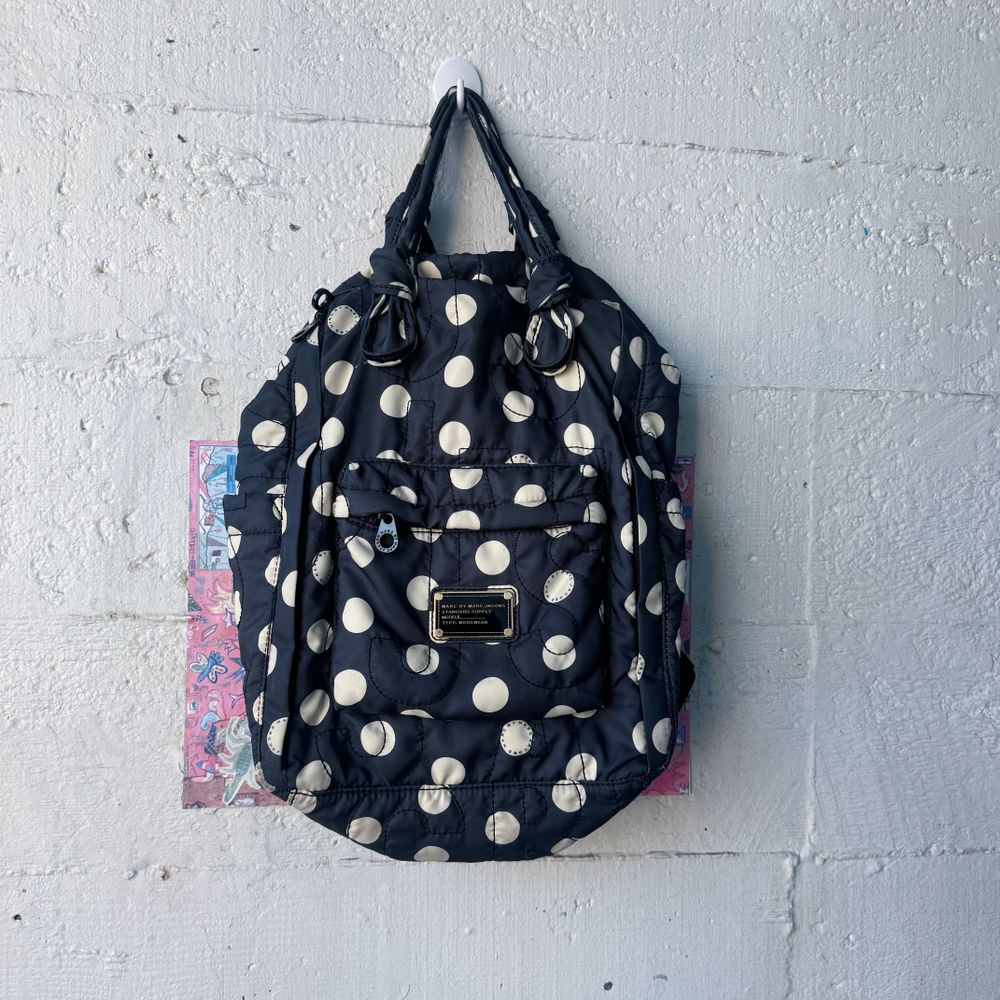 Authentic Marc by Marc Jacobs Polka Dot Logo Quilted Nylon Backpack | RARE