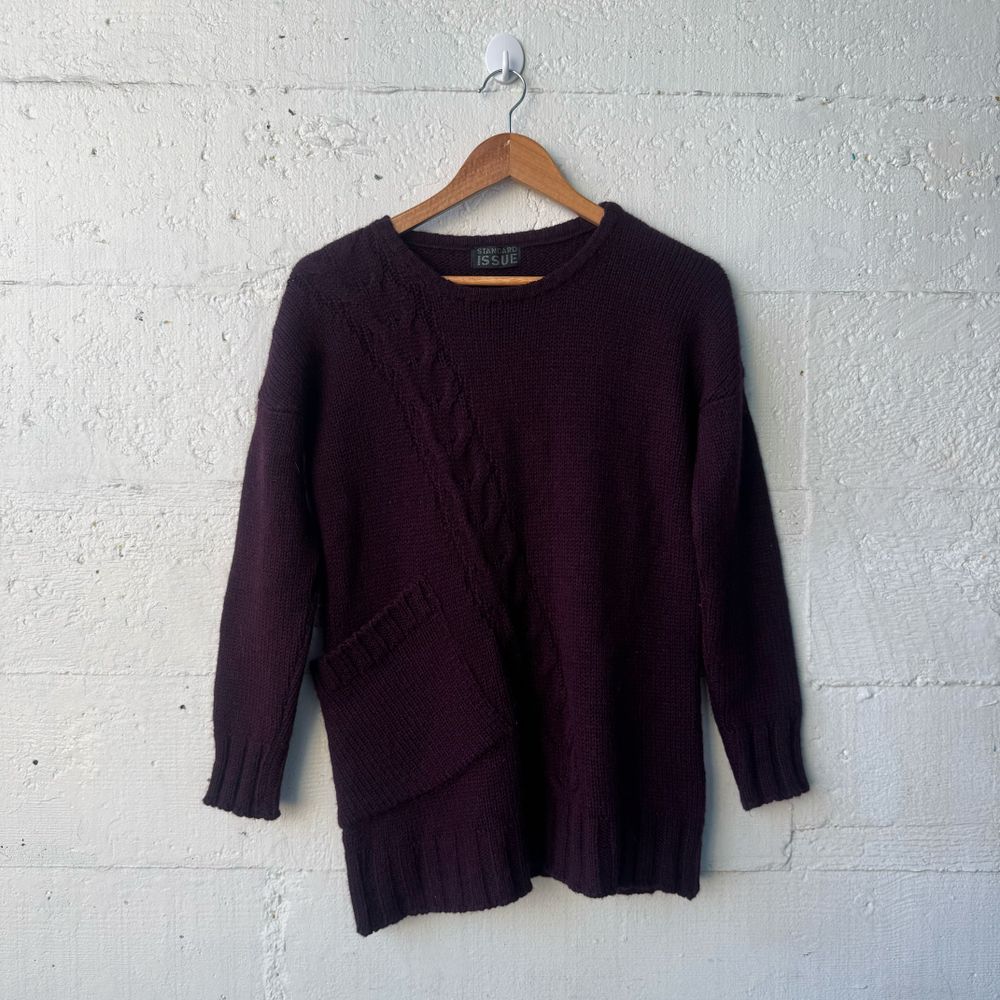 Standard Issue NZ Cable Knit Alpaca Blend Knit Jumper | Wine | Relaxed fit | Size XS - S |