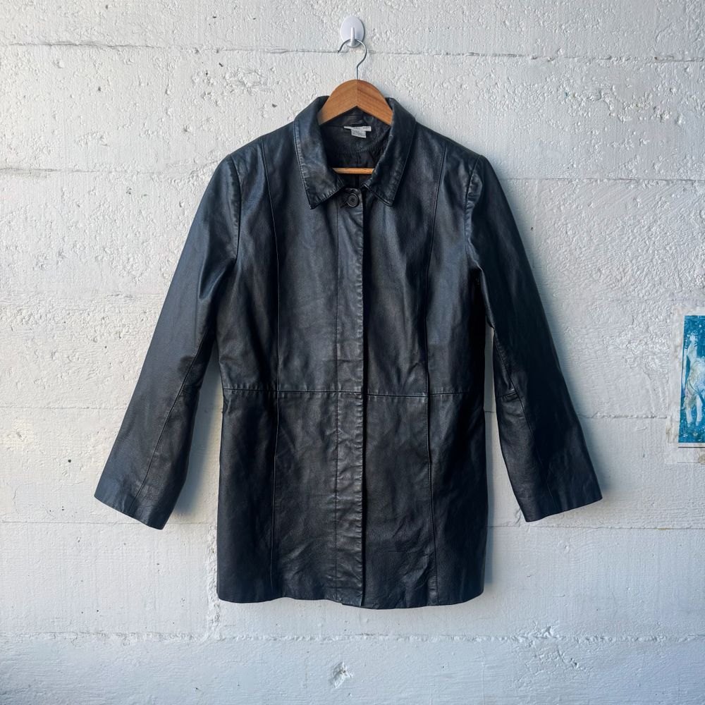 Capture Vintage Y2K Genuine Leather Matrix Jacket in Black | Size 14 - 16 / L - XL