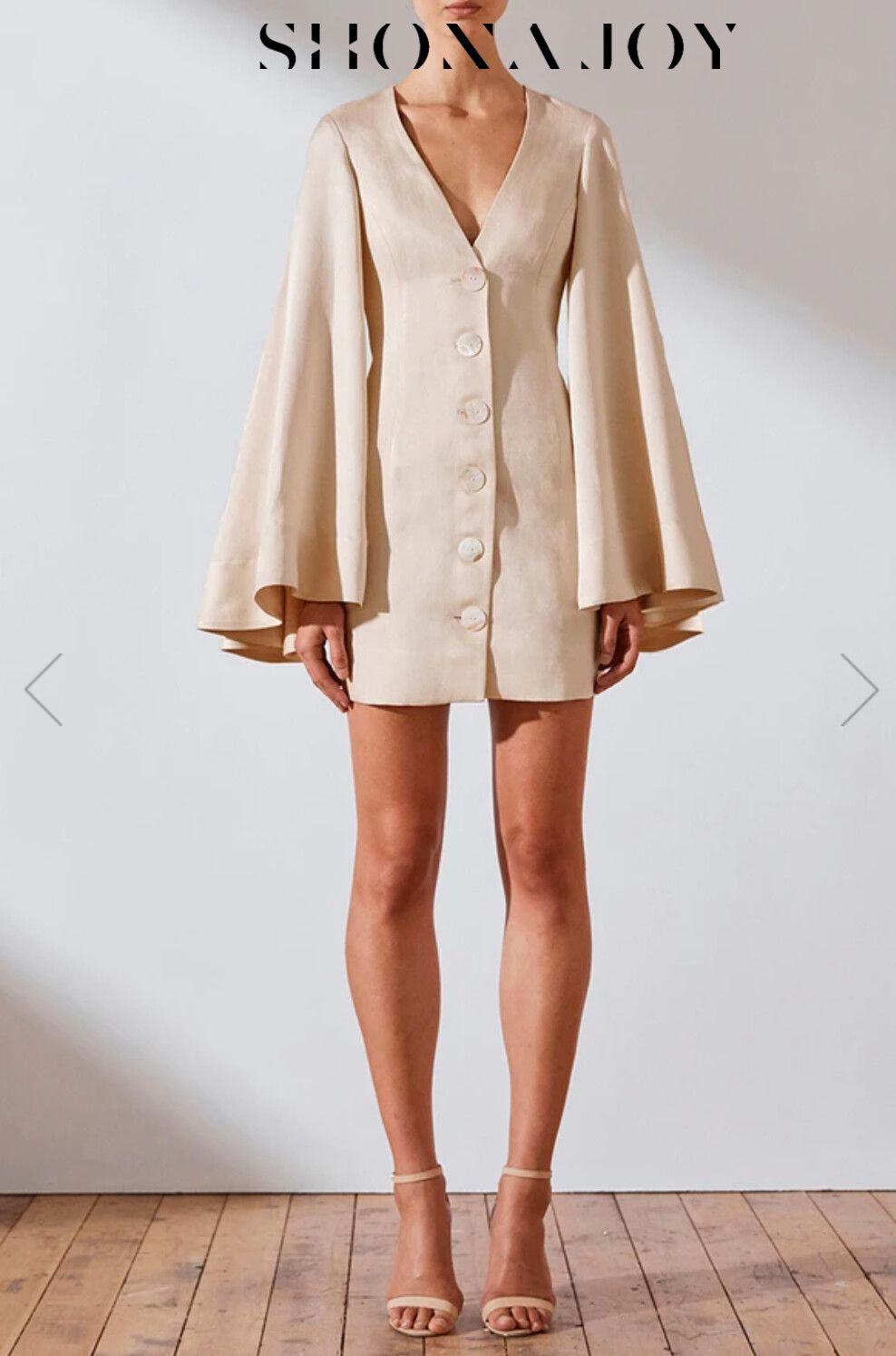knee length dresses for ladies Iridescent Long Sleeve Mini Dress | Ivory | Dresses main image 0