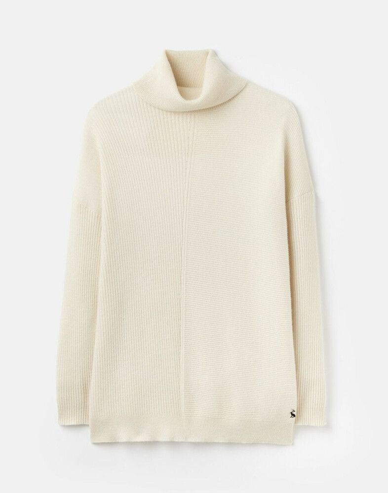 Classic Joules UK Cream Pure Cashmere Rib Knit Jumper Top $260