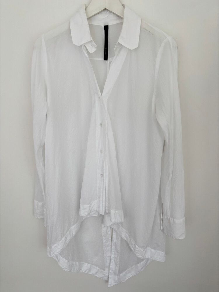 Superb Taylor Boutique White Cotton Voile Blouse Shirt $550
