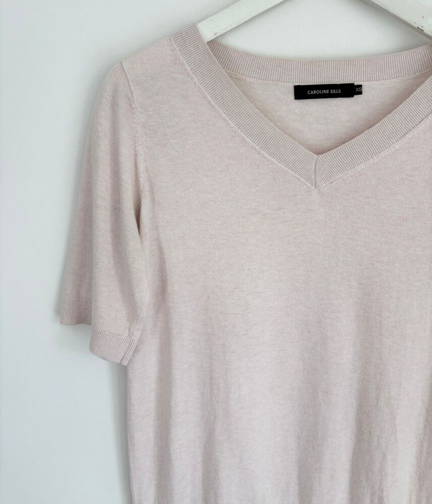 Luxe Caroline Sills Organic Cotton & Cashmere Knit Tee Top $250