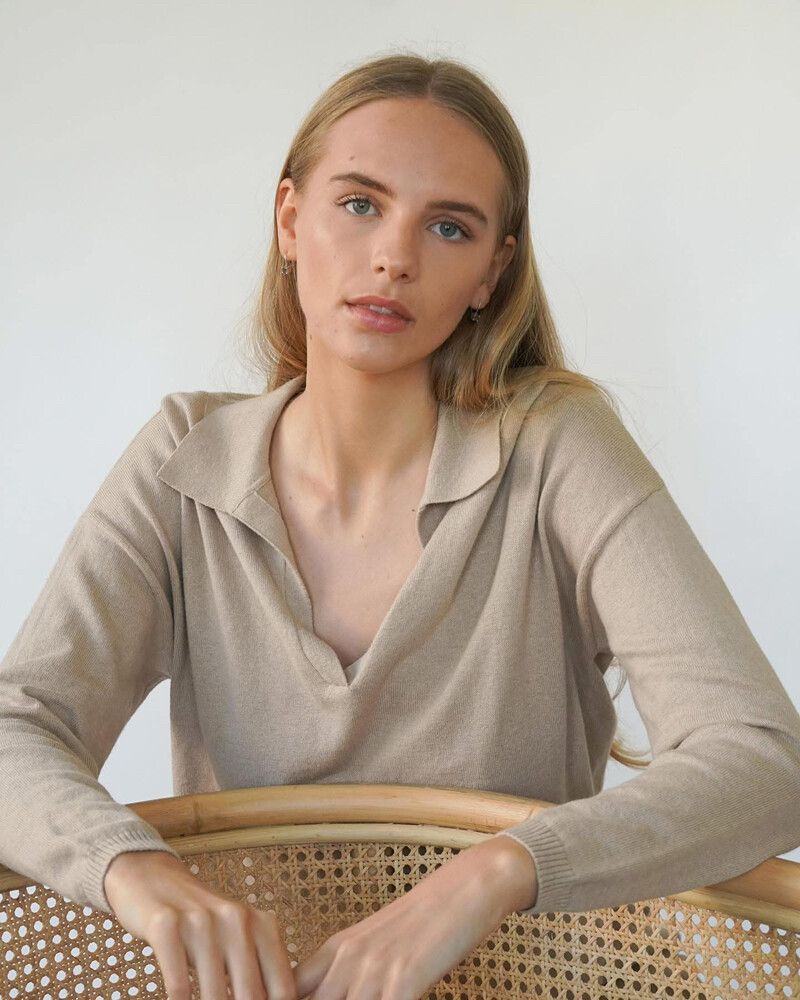 Classic Marlow Label Cotton Cashmere Polo Knit Jumper $220