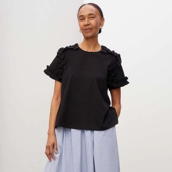 Classic Kowtow ‘Lily’ Frilled Organic Cotton Tee Top $139