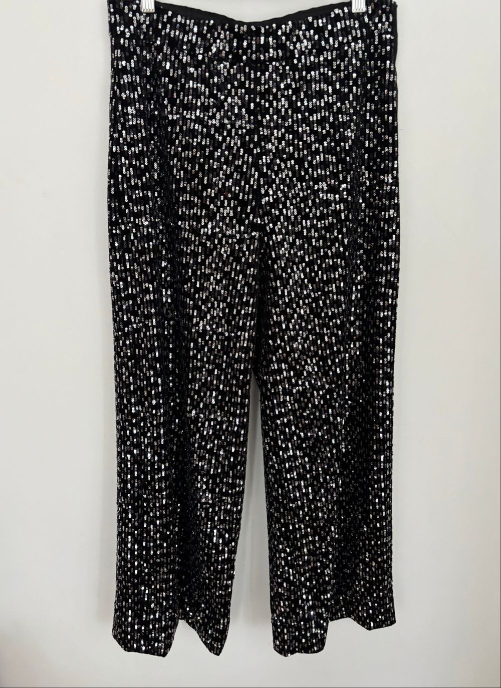 Luxe Zara Black Velvet Sequin Pants Trousers