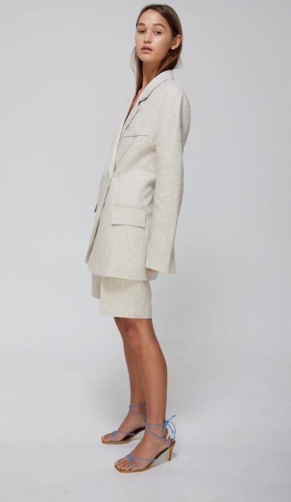 Luxe Gregory Oat Marle Tailored Linen ‘Penny’ Shorts $380