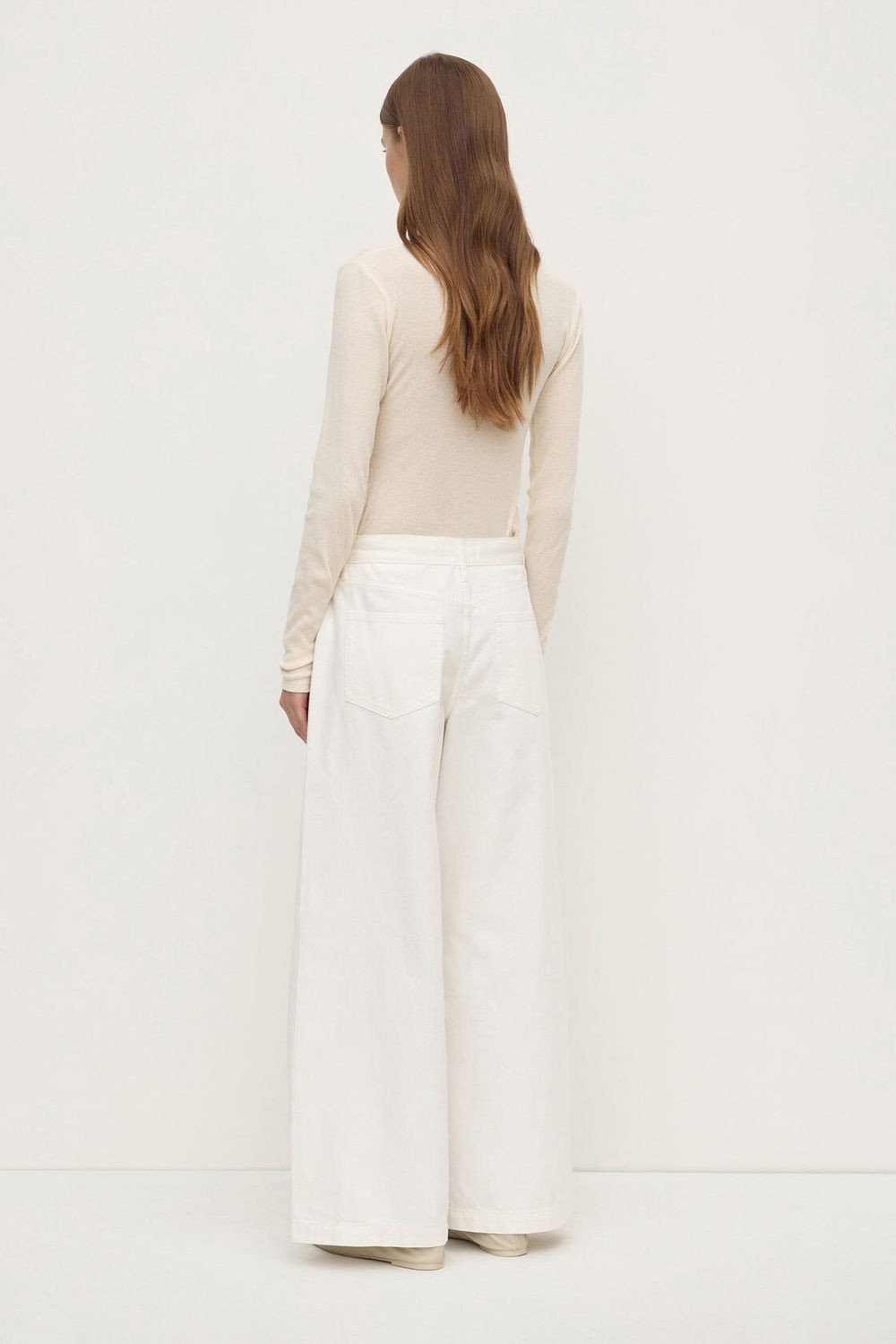 Stunning Assembly Label White Cotton Twill Wide Leg Pants $145