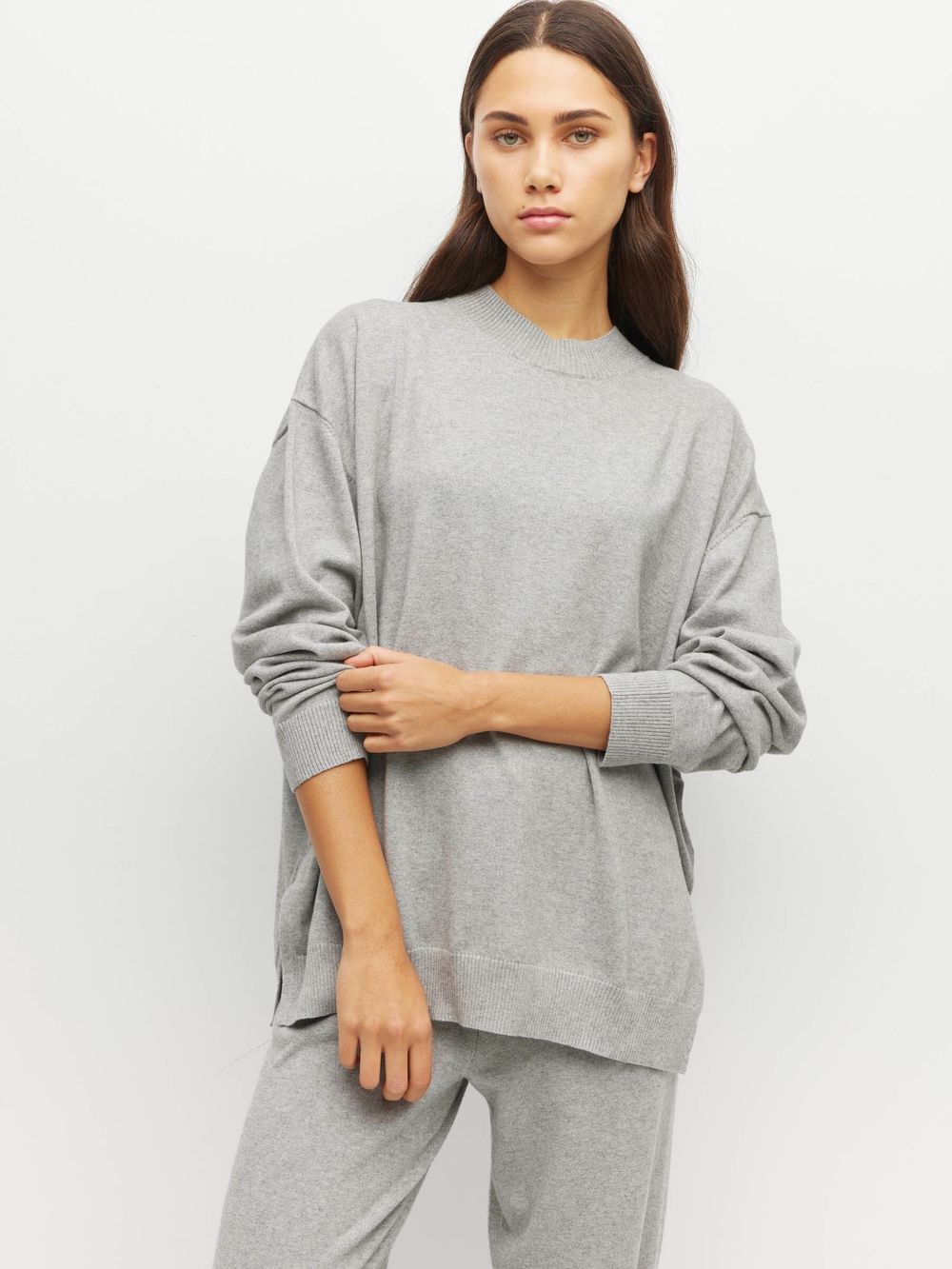 Luxe Juliette Hogan JHL Lounge Marle Grey Cotton & Cashmere Jumper $269
