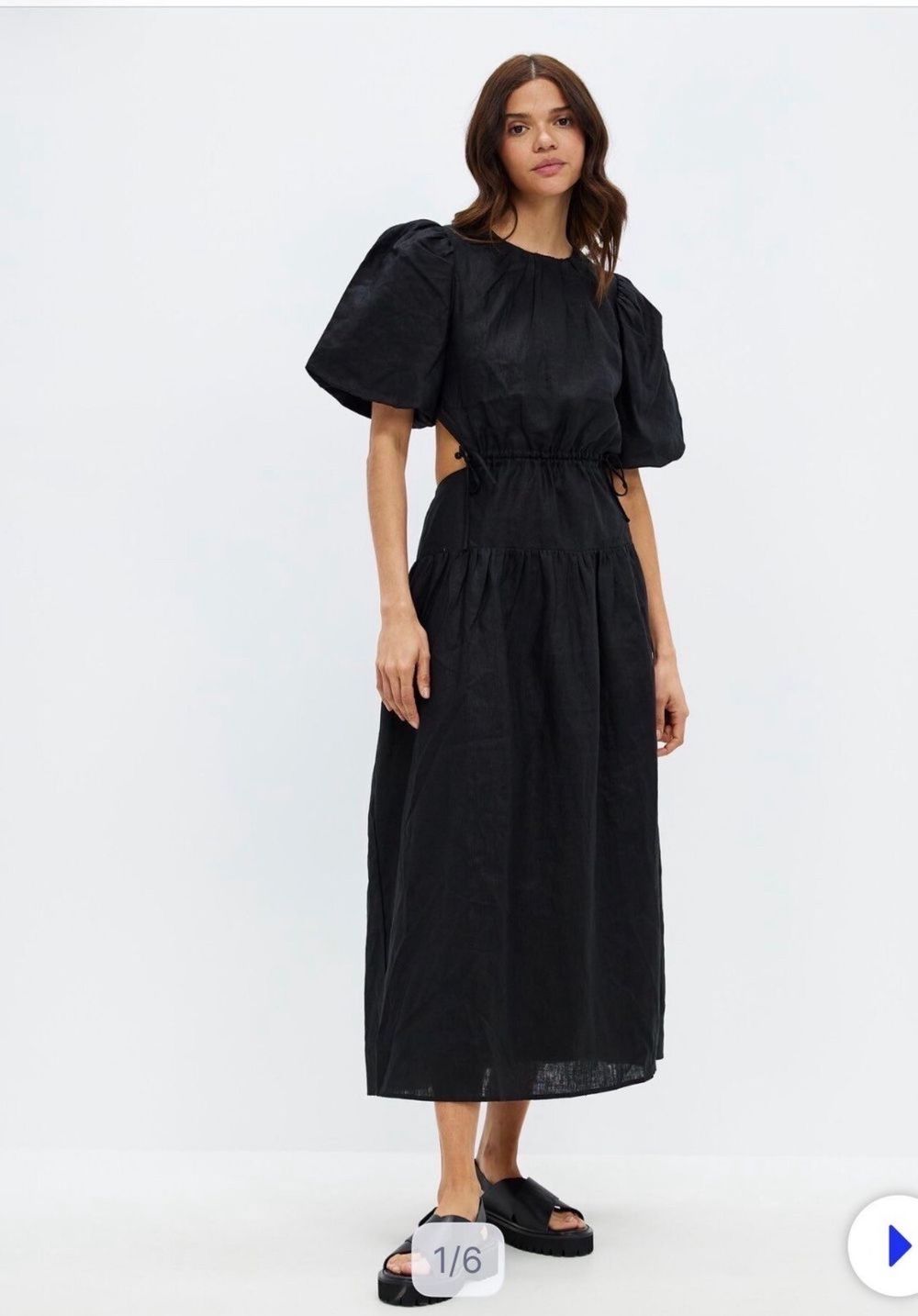 Beautiful Aere Australia Long Black Linen Cut Out Dress $225