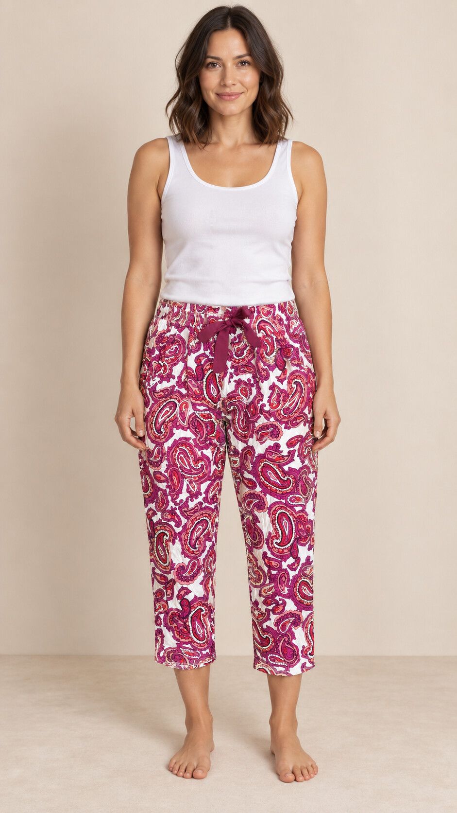 Peter Alexander Pink Paisley 3/4 Pyjama Pants | Size Large