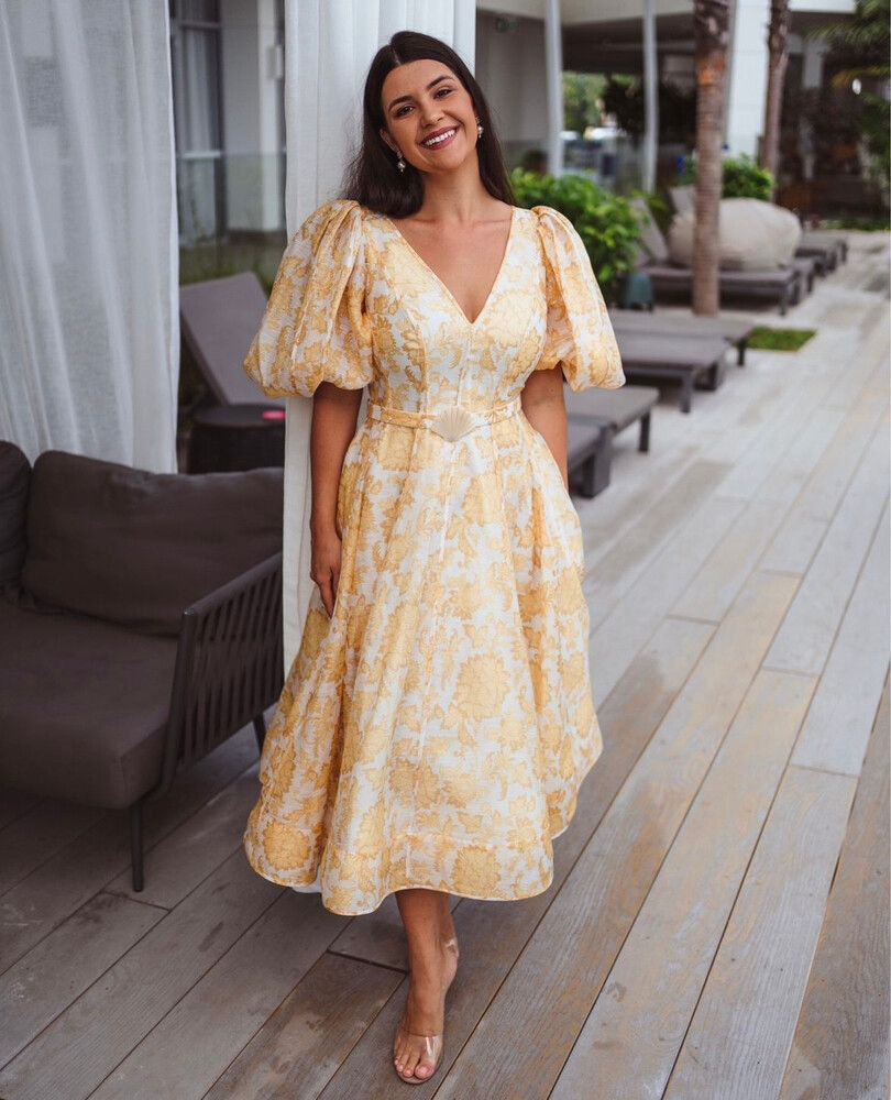 knee length dresses for ladies postcard pleated midi dress main image 1