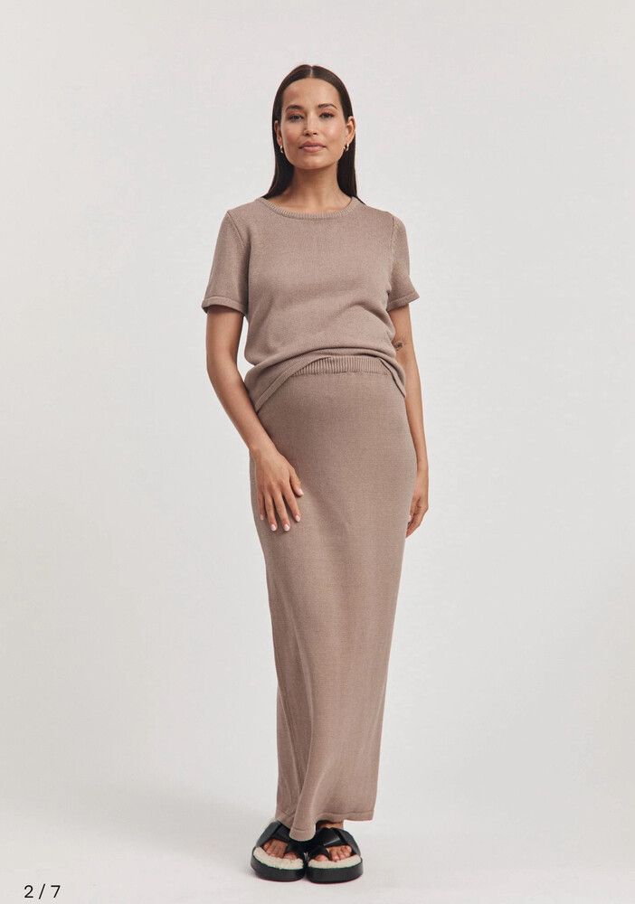 Legoe Heritage Linen Knit Skirt - Mocha