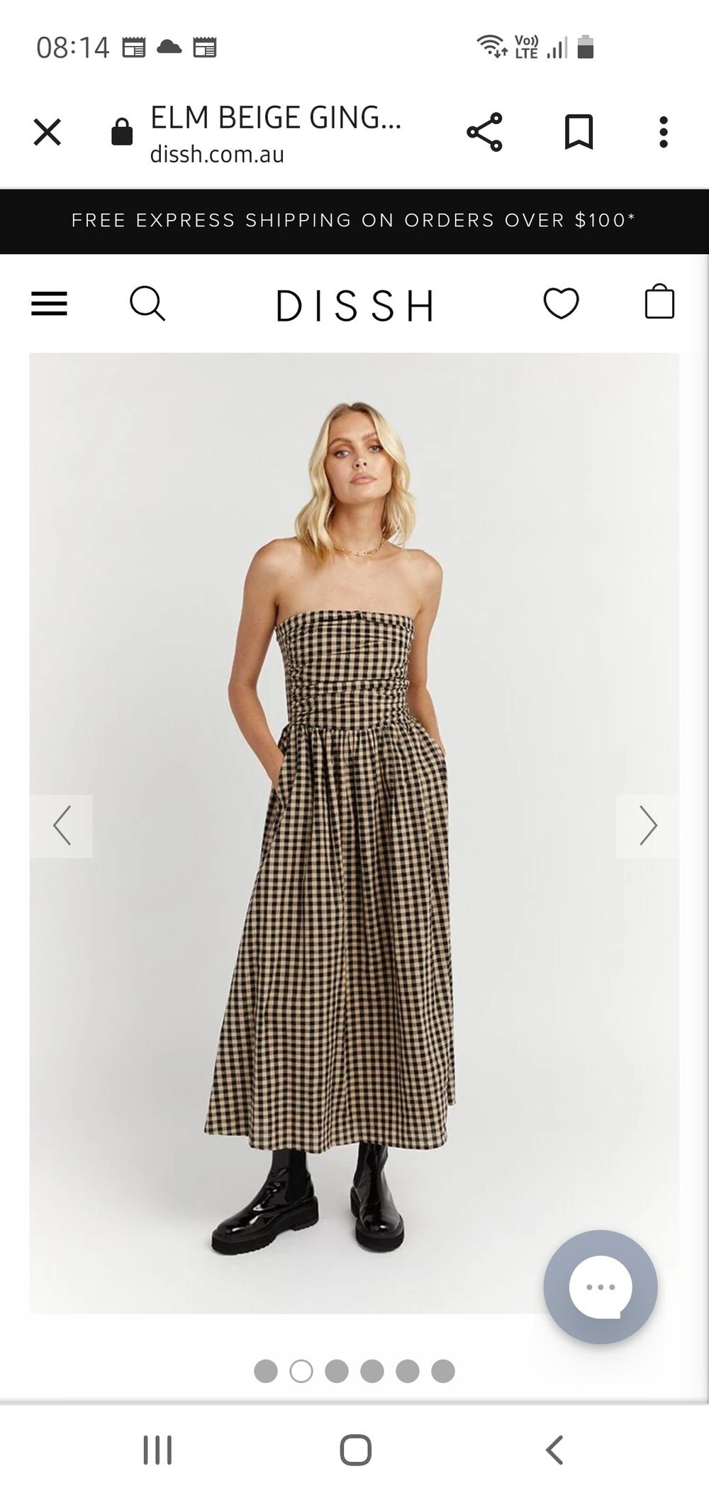 DISSH - Elm beige gingham dress on Designer Wardrobe