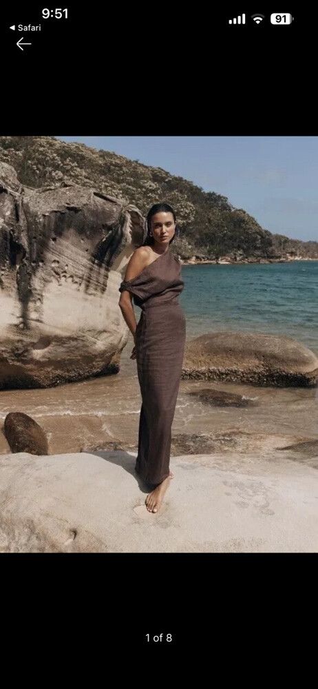 DISSH - DISSH Brown One-Shoulder Maxi Dress on Designer Wardrobe