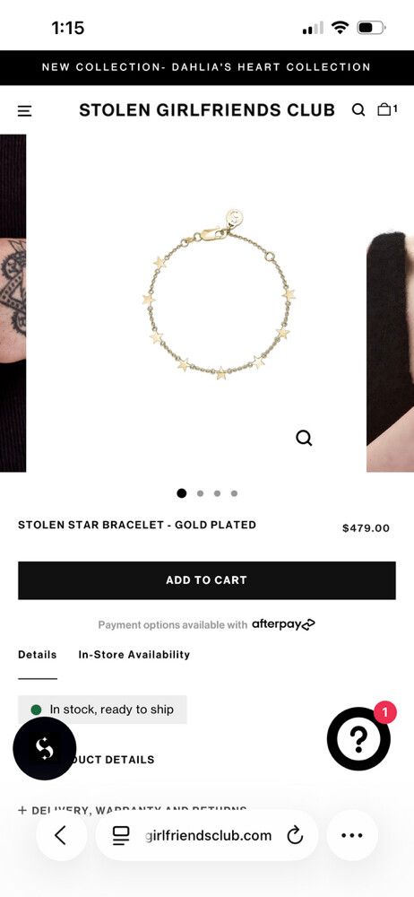 Stolen Girlfriends Club Gold Star Bracelet