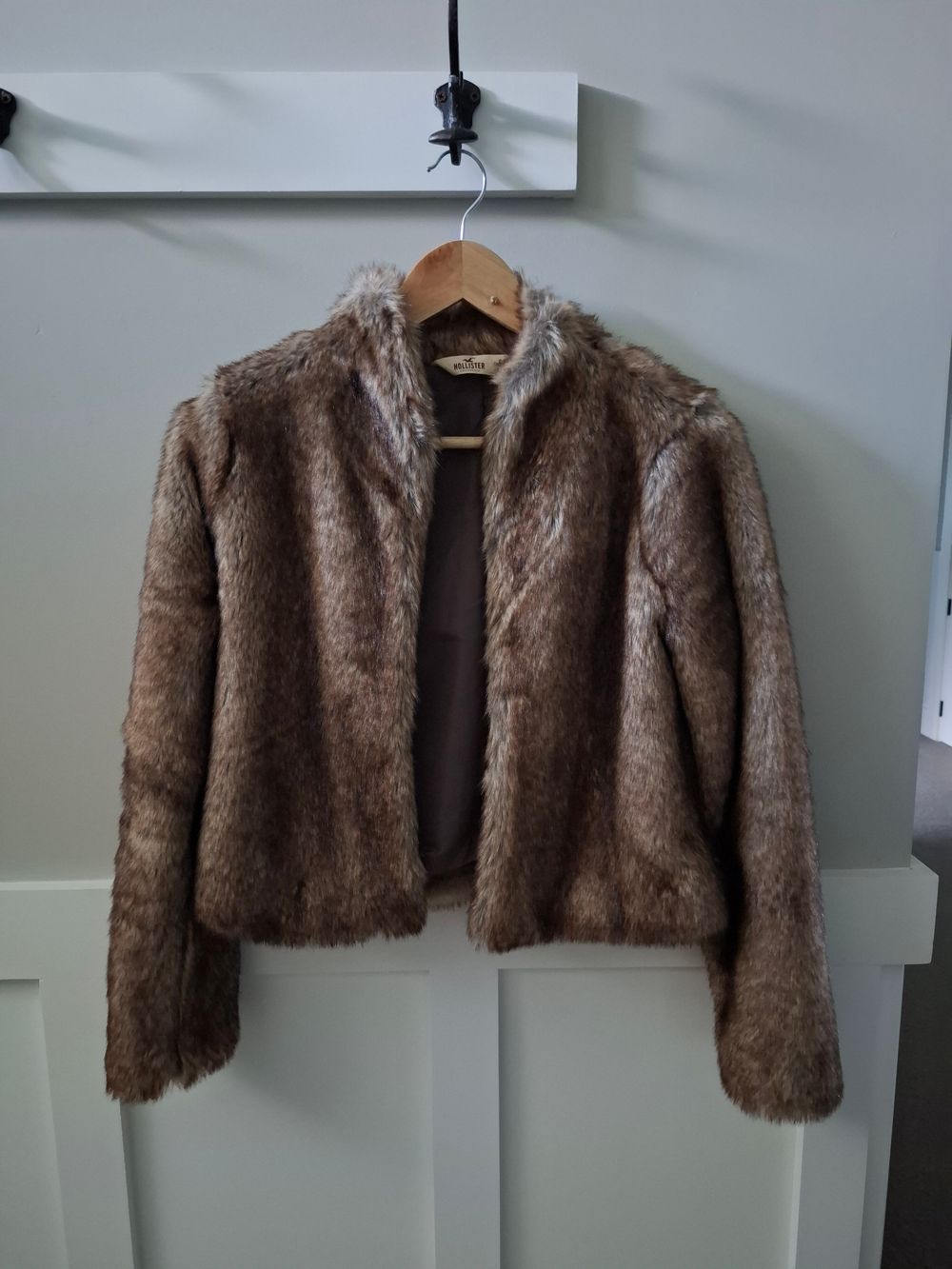 Hollister by Abercrombie and Fitch Brown Faux Fur Jacket