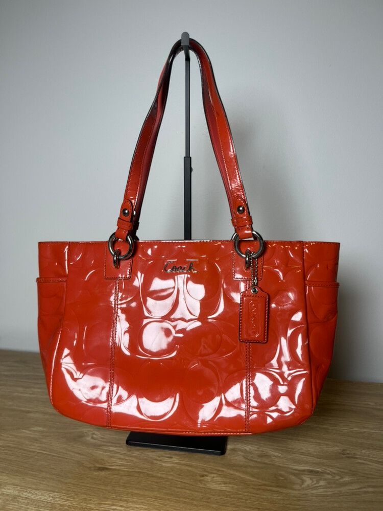 Vintage Coach Red Glossy Shoulder Bag