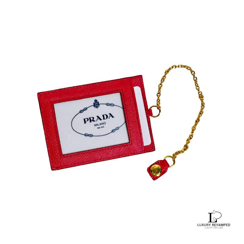 PRADA SAFFIANO CARD CASE WITH CHAIN STRAP ( CC-PR-711)