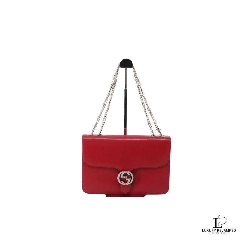 GUCCI DOLLAR POLISHED LEATHER INTERLOCKING G CHAIN SHOULDER BAG (SKU: B2W-GG-848)