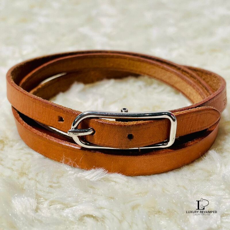 HERMES Leather Triple Wrap Silver Buckle bracelet (AB-HE-773)