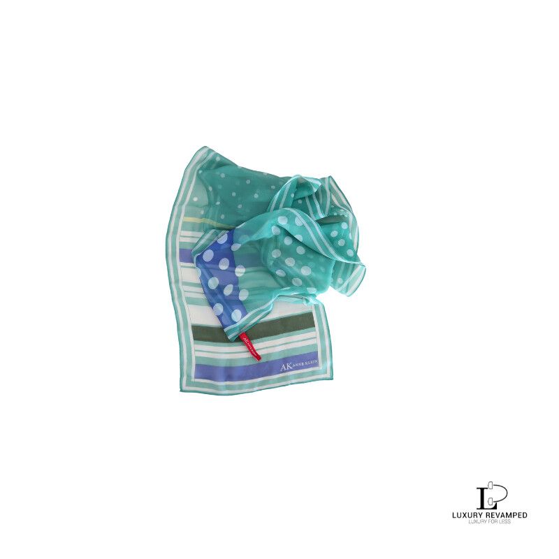 ANNE KLEIN Long Skinny Scarf (Dotted White- Light Green) (SCT-AK-913)