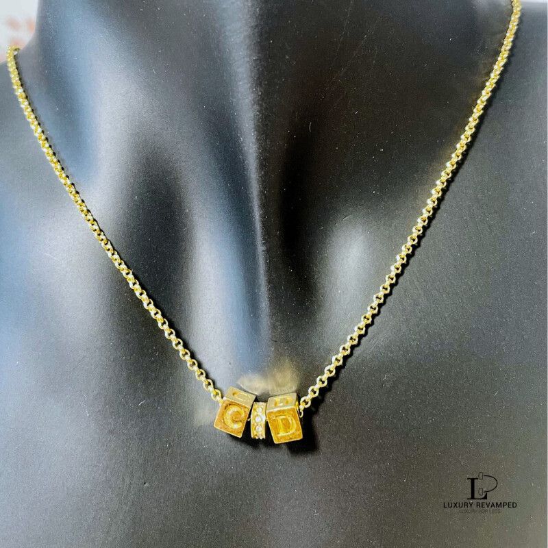 CHRISTIAN DIOR 'CD' Cube Necklace (AN-CD-964)