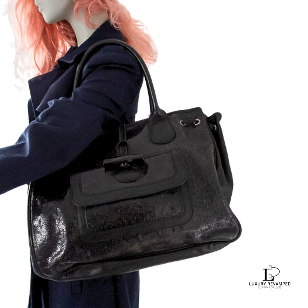 LONGCHAMP Paris Large Career Leather Shoulder Bag (BS-LC-987)