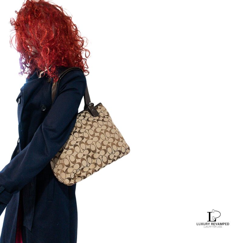 COACH Brown Signature Logo Shoulder Bag	 (BS-CO-1002)