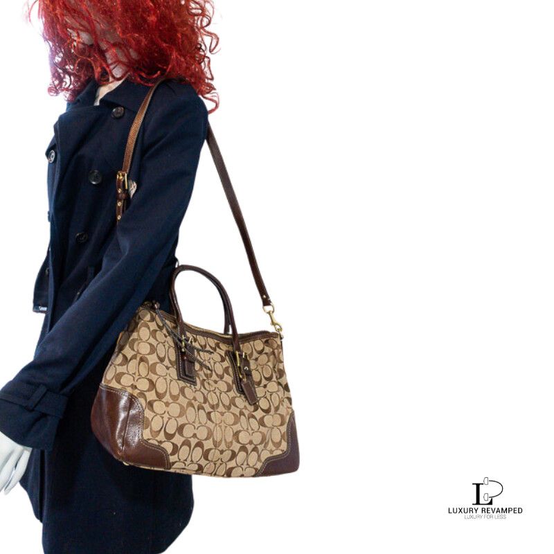 COACH Brown Signature Logo Two-way Handbag (B2W-CO-1003)