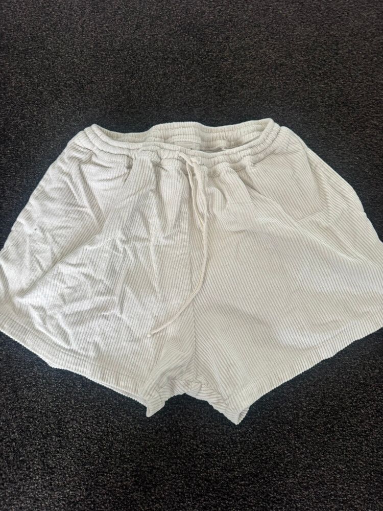 Beiged White Corduroy Shorts