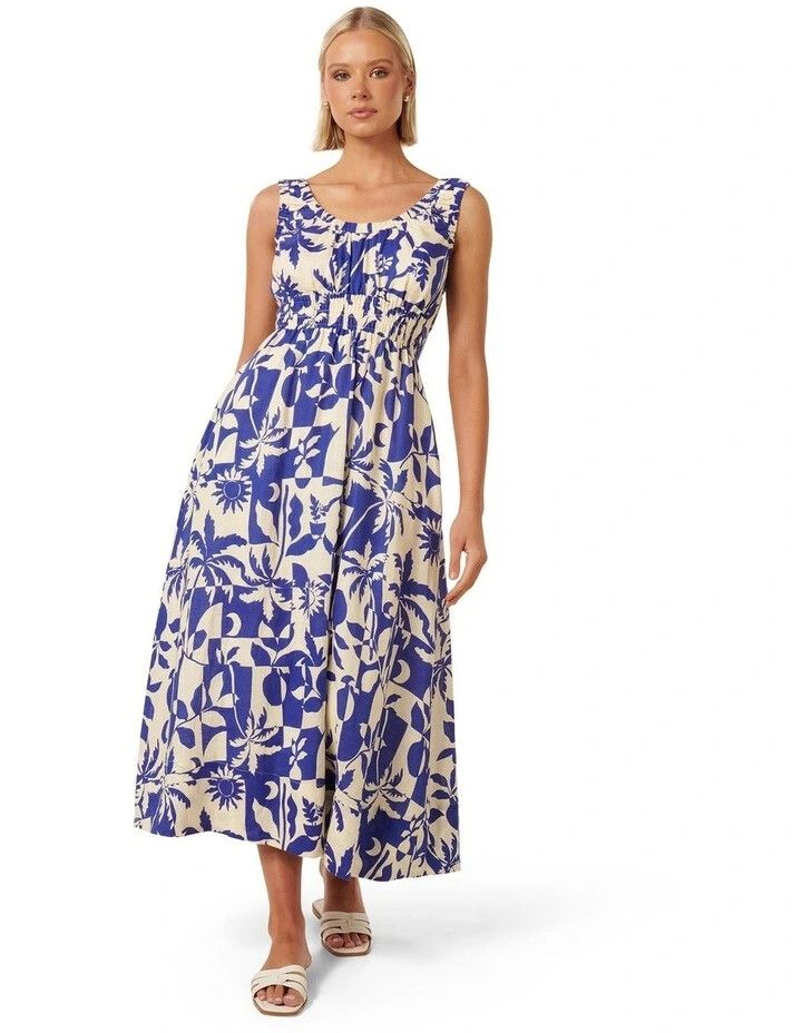 Forever New - Forever New Blue Floral Midi Dress on Designer Wardrobe Forever New - Forever New Blue Floral Midi Dress on Designer Wardrobe