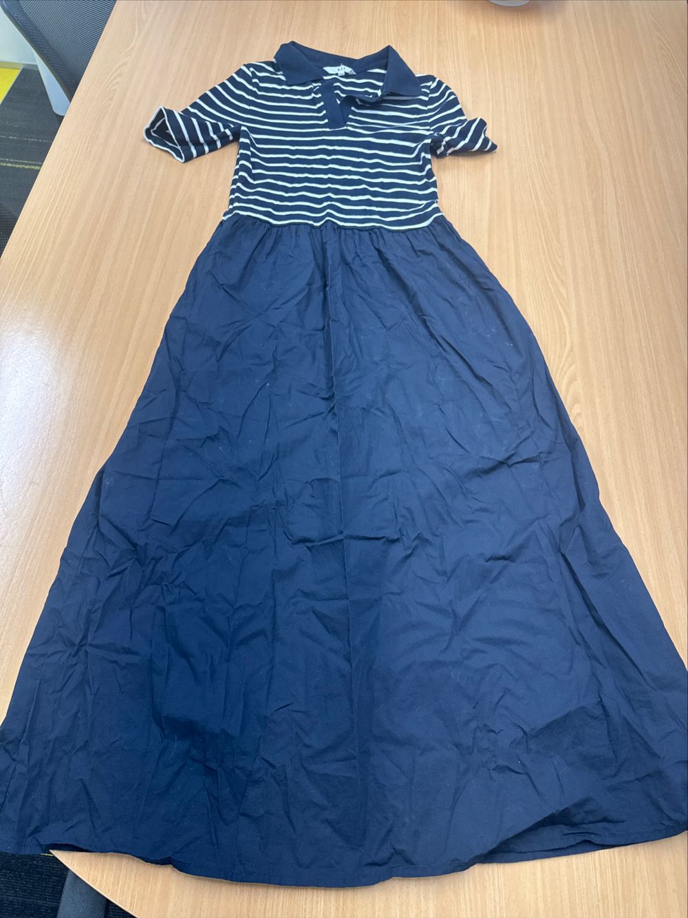 Max Navy And White Striped Polo Dress
