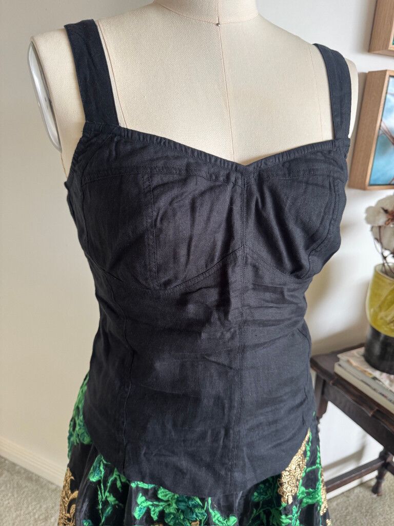 Black Linen Bustier Too