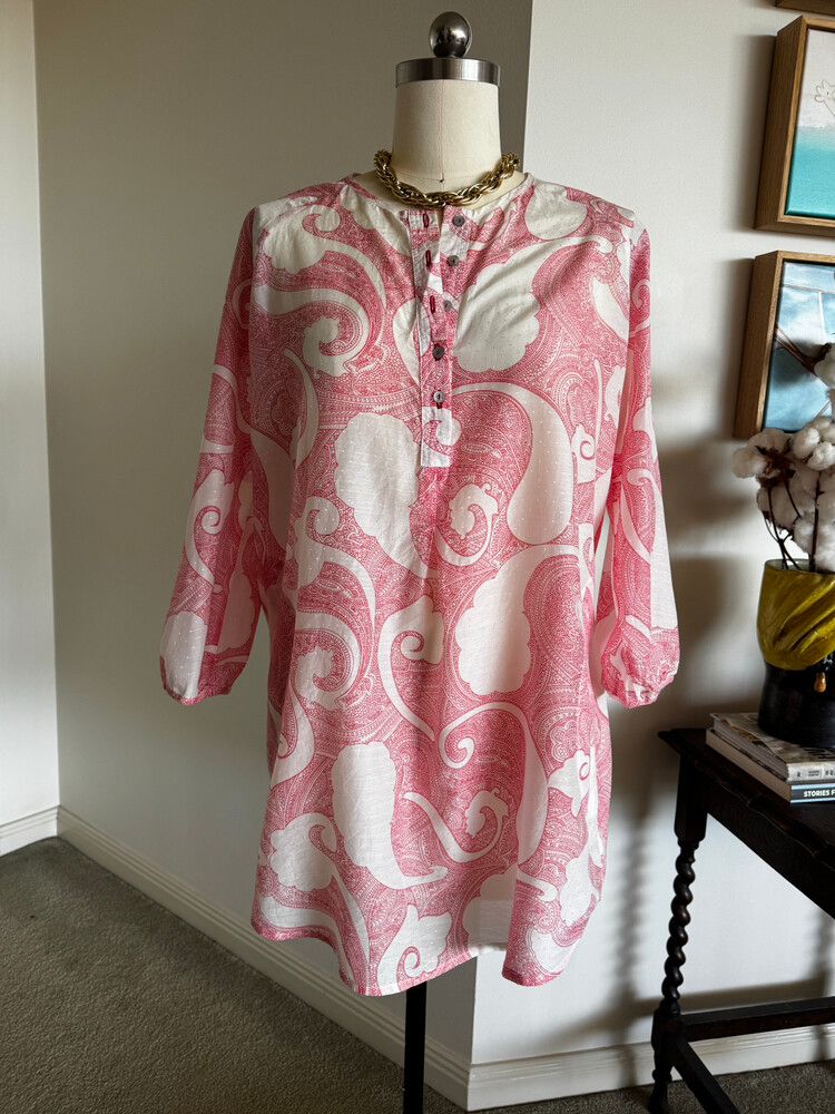 Paisley silk cover up / short Kaftan M