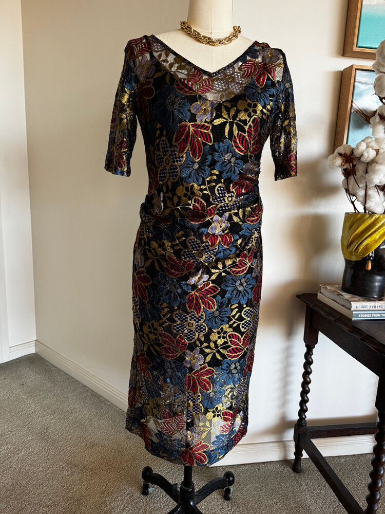 Floral Lace Midi Dress Sz12