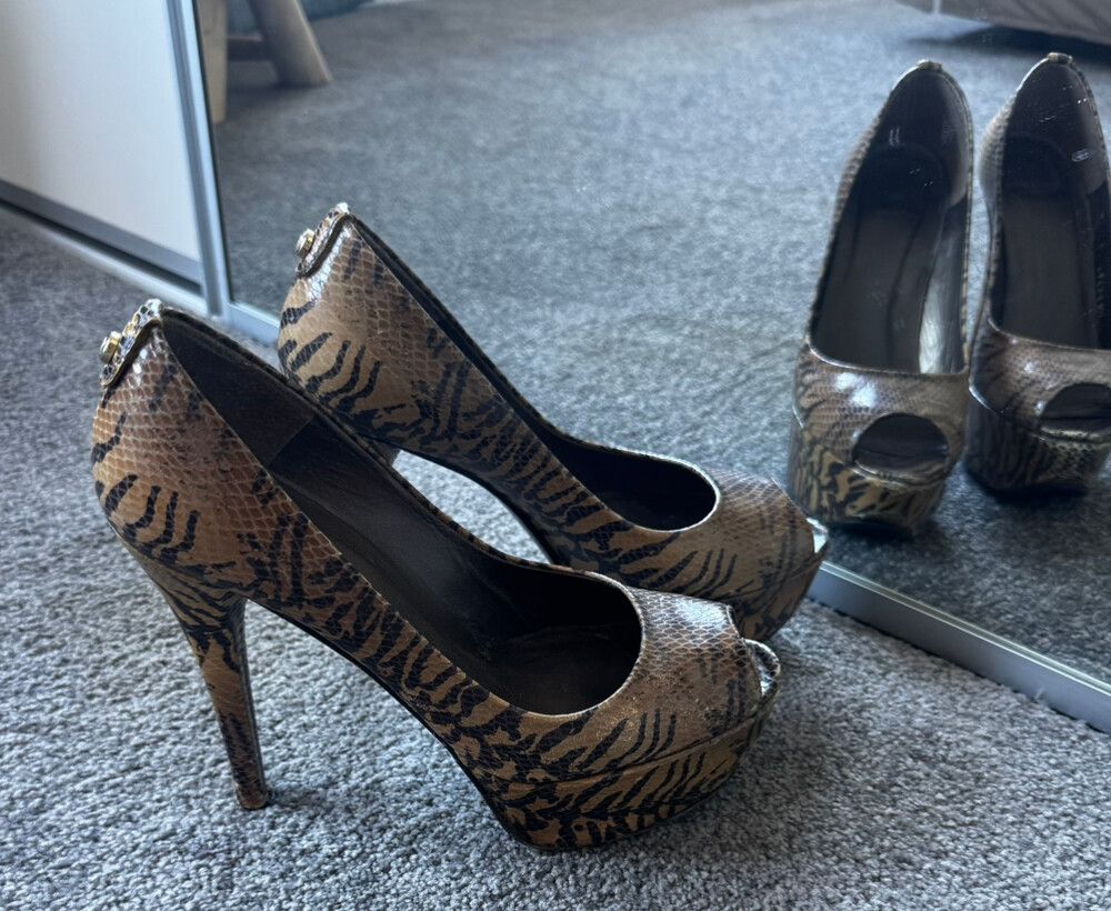 Animal Print Peep Toe Heels