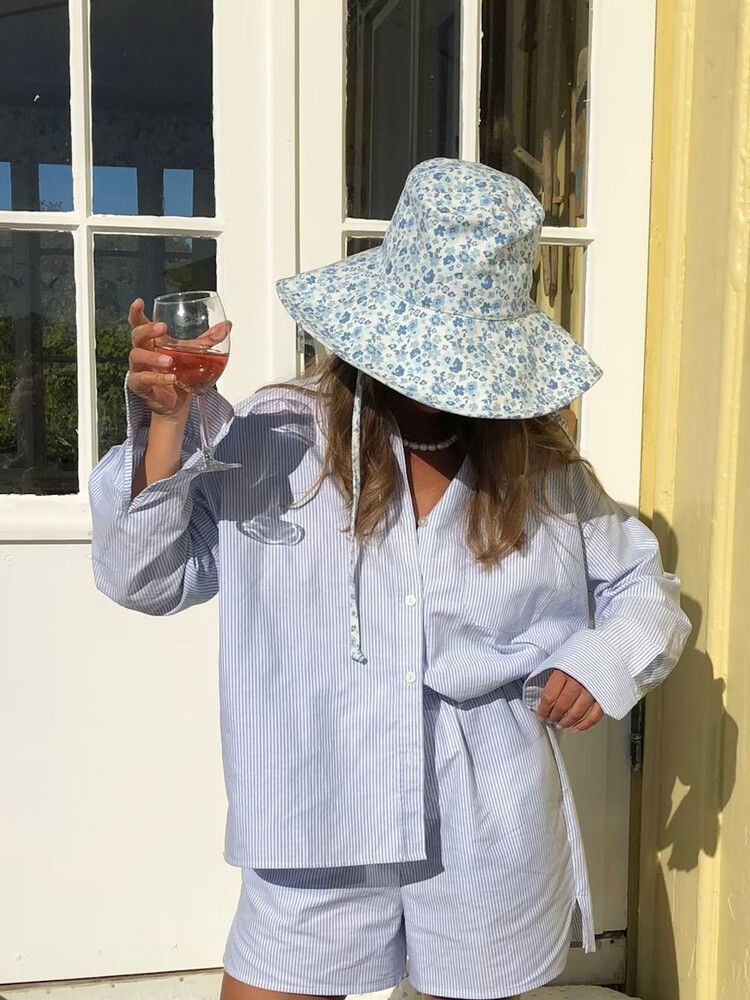 breezy oversized shirt blue pinstripe