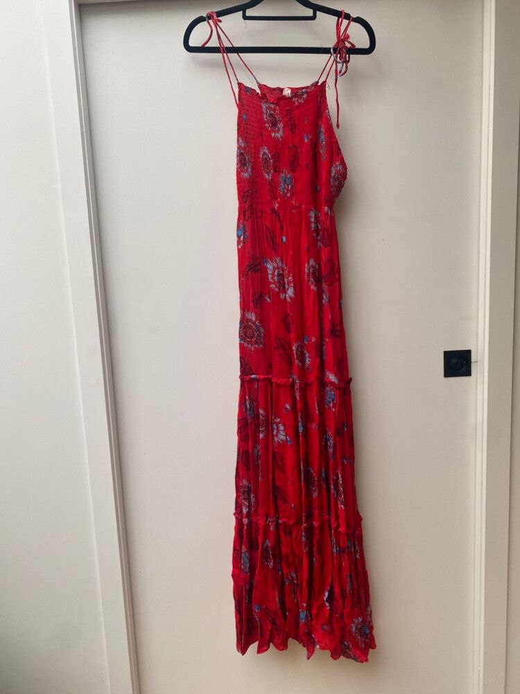 Free People Red Floral Maxi Dress