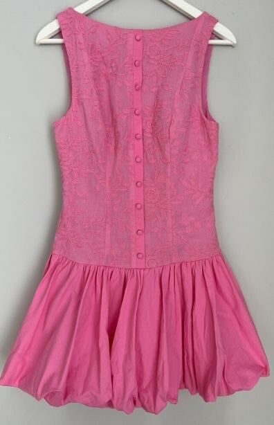 strapless open back dress A Line V Neck Short Pink Lace Prom Dresses, Short Pink Lace Formal Hom –  Shiny Party main image 1