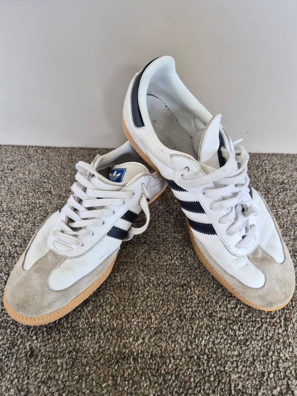 Adidas White Navy Samba Mens Sneakers