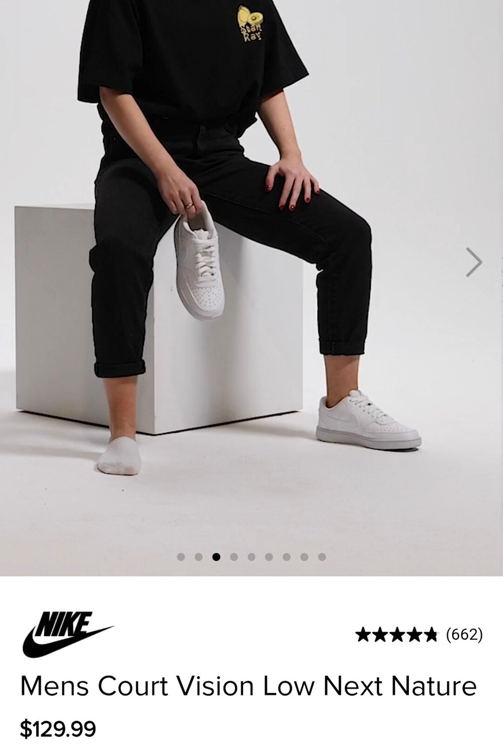 Nike Mens Low Court Vision White Sneakers