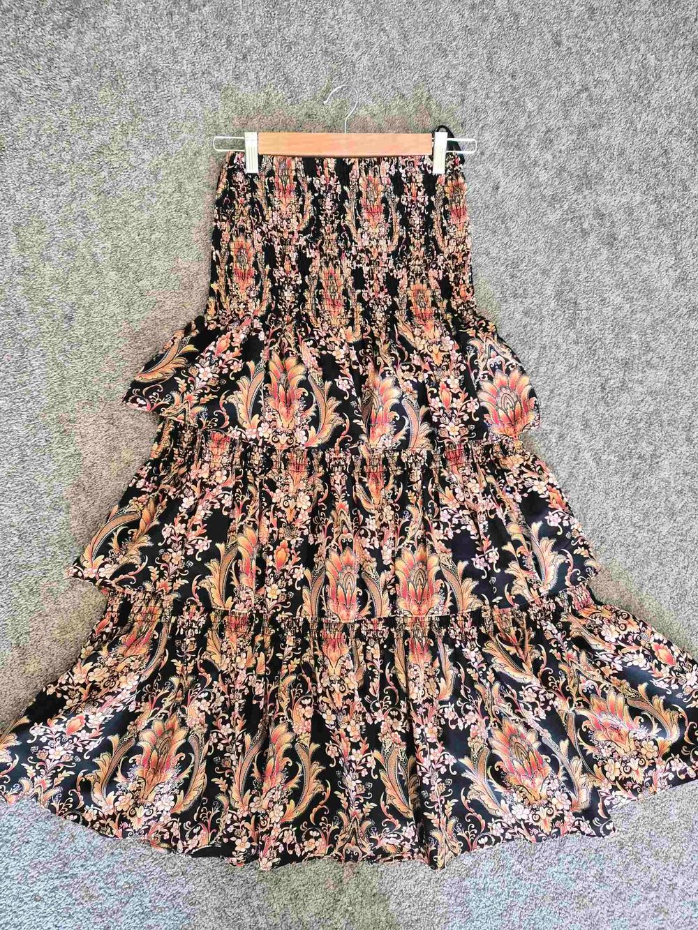 Moochi Black Abstract Tiered Skirt