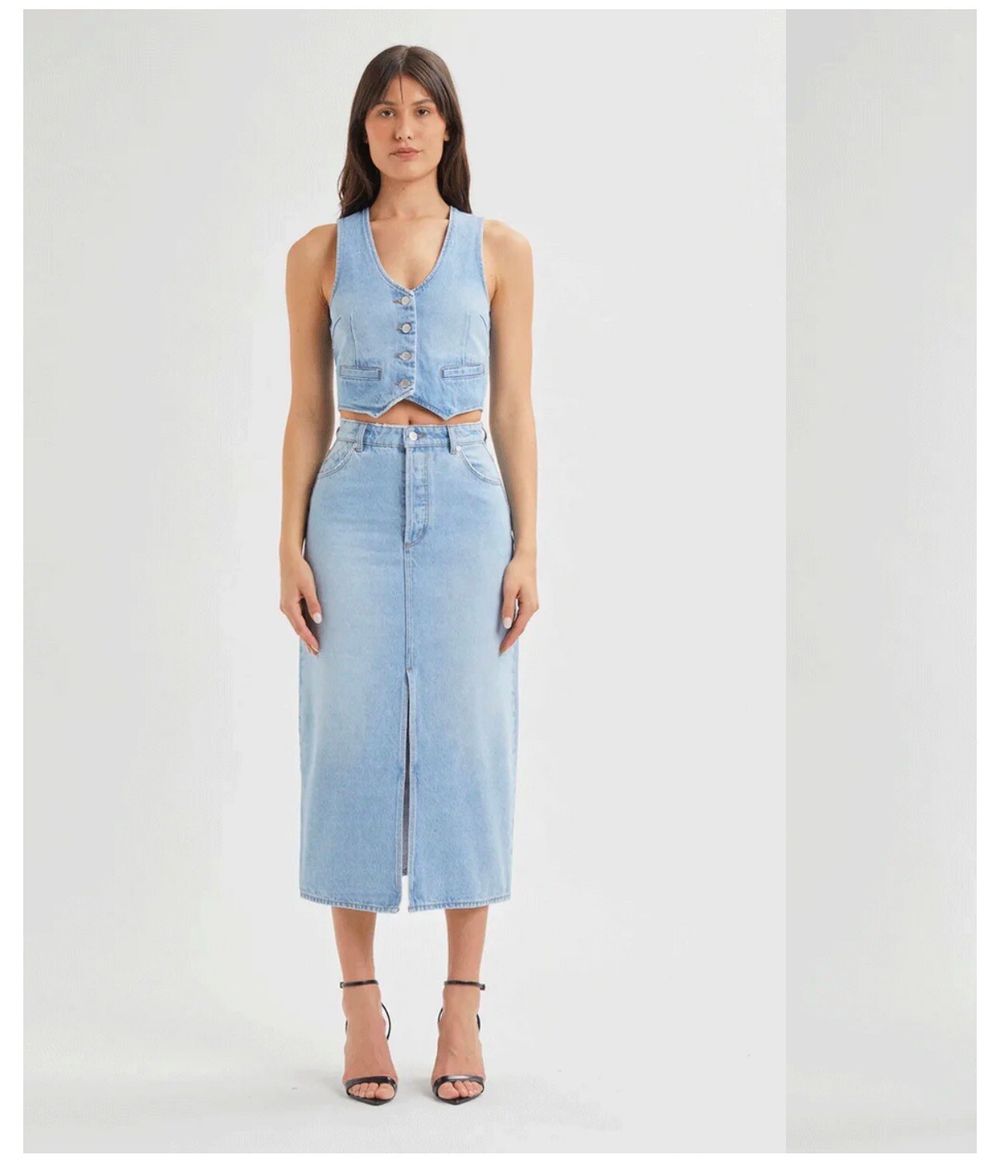 Rolla's Blue Denim Midi Skirt