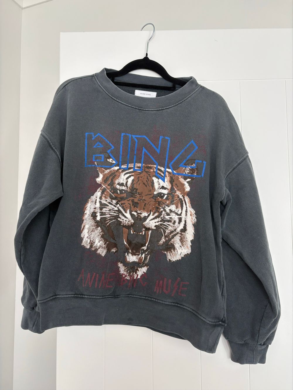 Anine Bing Grey Tiger Graphic Sweatshirt
