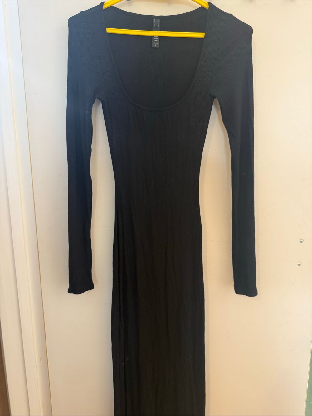 Skims Black Ribbed Long Sleeve Maxi Dress